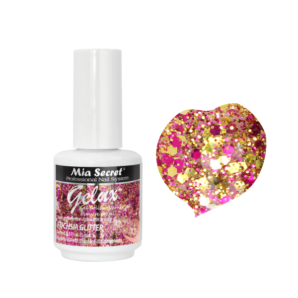 Gelux fuchsia glitter 15ml.