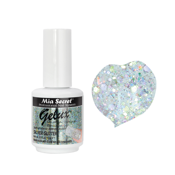Gelux silver glitter 15ml.